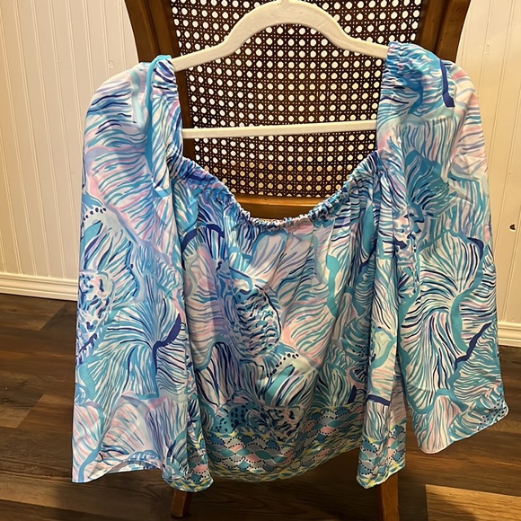 NWT Lilly Pulitzer Bermuda Blue Fishful Thinking Engineered Top - Picture 4 of 4